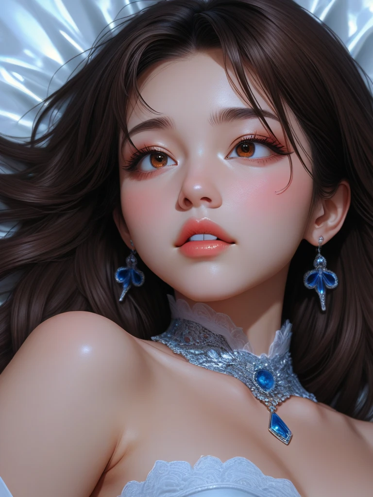 1girl in, depth of fields, One-person viewpoint, 135 mm, canon, F/1.8, nffsw, retinas, masutepiece, ccurate, Anatomically correct, Textured skin, high details, Super Detail, High quality, Best Quality, hight resolution, hard disk, 4K, 8K Aizuo、magnifica、the viewer、Realistis、full body Esbian、on the lap、squatt、Brunette hair、length hair、radical、A tall、Forced real water、White Less Cloth Transparent Mini Shirt、White transparent thong、sea side、Low Very detailed、Ahegao、Roll your eyes、blush、water running in mouth、Sticky tongue、Vaginal orchids、Runny Vaginal Discharge、Blowing tide、very Bigger breasts、Grasp your breasts with both hands、 Spread your legs、sexual excitement、Sex Expressions、shinny skin。realisitic、Photorealsitic:1.37)、Photo of Japan girl in black((loose)Camisole)、 natural(midium breasts:1.35)、(micro:1.4)Lace pantie、looking at away、(Kpop Idol)、lying on one's side、dishevled hair、Medium Hair、(Pink blush)、(illuminating)、[[Open legs、Spread your legs apart]]、(独奏)、dynamicposes、((erectile nipple))、(female pubic-hair)、(Puffy eyes:1.3)、 (Slim legs)、erotick、nffsw、Highly detailed ambient occlusion、Natural and harmonious composition、fine-art photography、