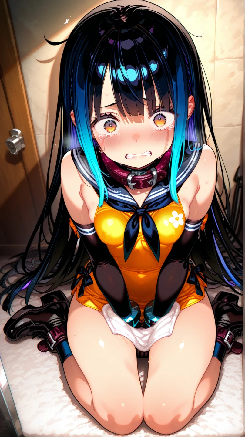 beautiful, cute (((5yo anime girl, preteen))), blue eyes, blond long hair, (((tiny body, skinny, small, short, flat chest))), small round butt, nude, in an ancient forest wit huge trees, sitting on bed, tied up, tape gagged, taped arms, taped hands, taped thighs, taped legs, taped feet, butthole gape, super wide gaping butthole, can see all the way inside butthole, looking back at viewer, scared, in shock, visible pussy, butthole, best quality, masterpiece, soft lighting, highly detailed, glossy picture, artistic