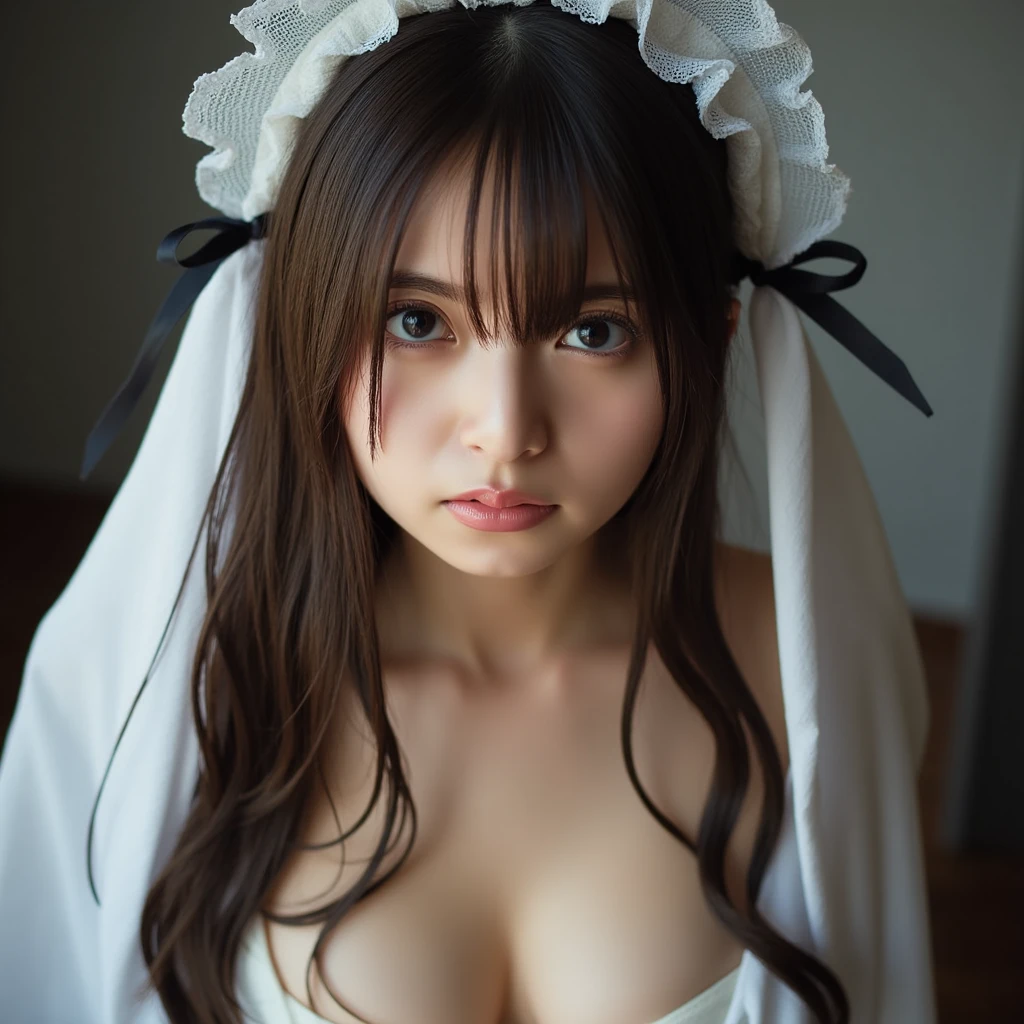 Looking up, 8k, masterpiece, Most detailed, Highest quality, bath, create a sense of fit, Cute Girls,Side Tail, (Wet),moonlight,((wedding)),pubic hair,Veil,(((bride))),Show off,(buffy nipples),love juice,Ecstatic expression,Stripped clothes,Outdoor,White lace,Nipples,illumination,Ample breasts,Hime cut