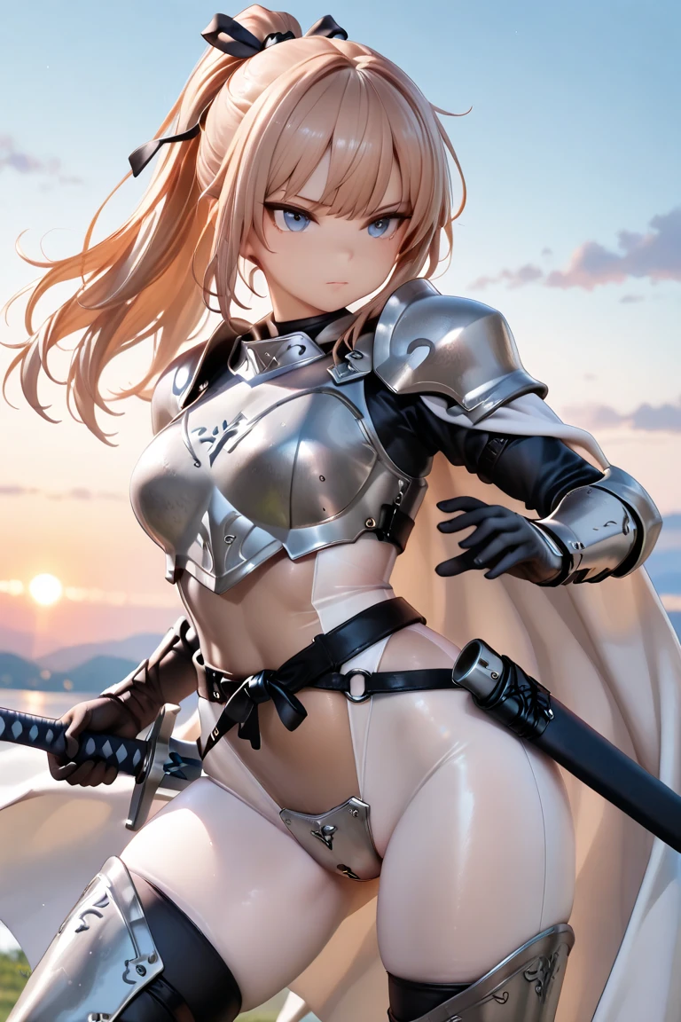 {{{nsfw:1.5}}},{{{Nude}}}Very beautiful woman、Slender women、(Detailed face)、Realistic Skin、((Holy Knight)), ((Pearl White Armor))、((((A black armor with extremely detailed and intricate decoration.:1.1))))、((Delicate photo))，(Girl Astepeace RAW Photo Details:1.25), (Highest quality:1.6), (Ultra-high resolution:1.5), (Realistic:1.75), 8K resolution, Canon EOS R5, 50mm, Absurd, Super detailed,Cinema Lighting,((Fightfield))、((Fight))、(((White skirt with embellishments)))、Thigh-high socks、Shingard、((blonde))、((Curly Hair))、((Drill Hair))、((Short hair with bangs and wavy hair,))、Get a six pack、Cape、Beautiful Armor、(((Has a huge weapon)))、(In combat)、The wind is blowing、((Symmetrical armor))、((((Blizzard))))、(((Lead a large group of knights:1.2)))、banner、(((Battle Scenes)))、((Browsing Caution:1.2))、(((I can see her panties:1.4)))、、((Skirt lift in the wind))