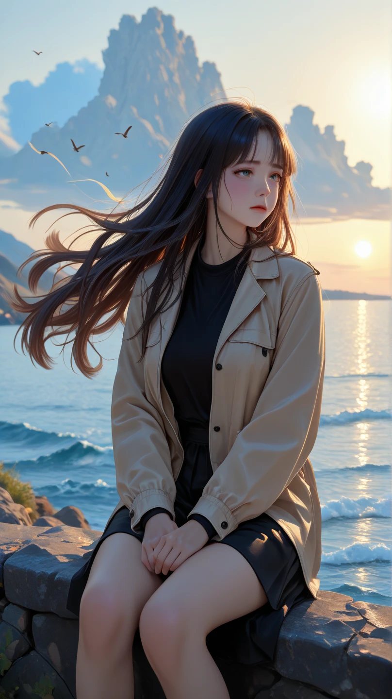 Seaside sunset sky