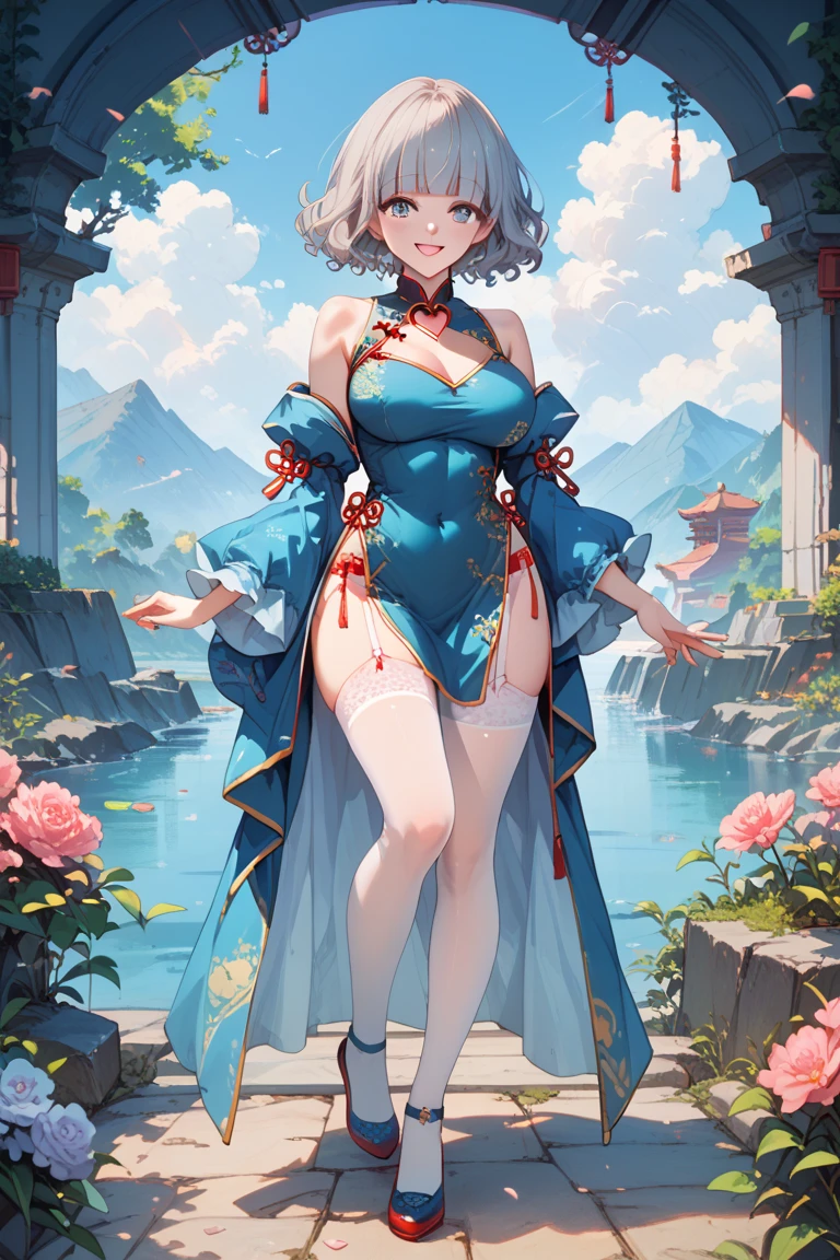 a close up of a woman in a blue dress holding a knife, realistic anime 3 d style, full body xianxia, trending on cgstation, smooth anime cg art, 3 d anime realistic, seductive anime girl, beautiful alluring anime woman, sha xi, artwork in the style of guweiz, anime goddess, guweiz, anime girl in real life
