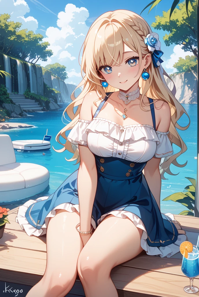 [Sure! Here's another character prompt:]

[This character is a young woman/girl, appearing to be in her late teens. She possesses an air of innocence and youthfulness, with a gentle demeanor that radiates warmth and kindness. Her hair is a soft shade of golden blonde, flowing in loose curls that frame her face in a halo of sunshine. Her eyes are a serene shade of blue, reminiscent of a tranquil ocean on a clear day.

She is dressed in a whimsical and ethereal ensemble, reminiscent of a fairy tale princess. A flowing pastel-colored dress adorns her figure, adorned with delicate floral embroidery that adds a touch of elegance. She wears a dainty crown of flowers in her hair, further enhancing her enchanting appearance.

Her posture is graceful and poised, with a serene smile gracing her lips. There's a sense of innocence and wonder in her gaze, as if she's perpetually seeing the world through the eyes of a dreamer.

The overall image captures her ethereal beauty and youthful charm, with every detail lovingly rendered in exquisite detail. Presented in high-resolution 8k quality, the image is a perfect portrayal of this enchanting character, inviting viewers to be captivated by her presence.]