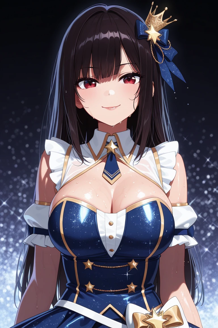 Top Quality, Ultra High Definition,(Photorealistic Photos:1.4),((1girl)), Mi Breasts, Breast Squeeze, Cleavage, Upper Body, Azure Lane, Elbe\(Azure Lane\), Shiny Skin, Twin Tails, Hat, Seductive Smile, Cute, Young, Look Viewer, Detailed Background, Complex Background,