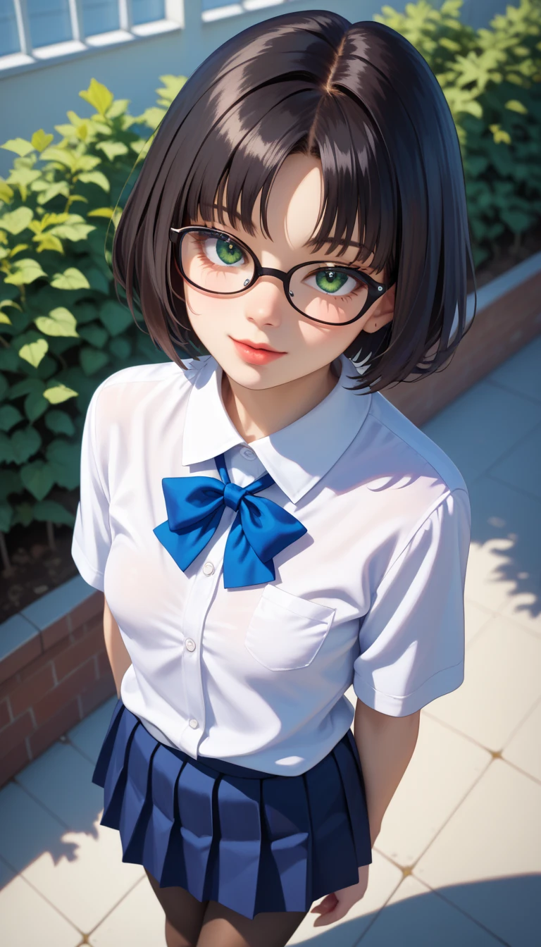 (8K、Hyper HD)On pink sheets、transparent bottom、Spread your legs、short hair, Black Hair, Curly Hair、View your audience,high school girl,Leaning forward,(Random cute clothes),(Random Animation Pose),(Thin type),(Random hairstyle),(Best image quality, (8K), Ultra-realistic, 最high quality, high quality, High resolution, high qualityの質感, Attention to detail, Beautiful details, Fine details, Extremely detailed CG, Detailed Texture, Realistic facial expressions, masterpiece, in front),(Wearing glasses:1.1)、Embarrassing