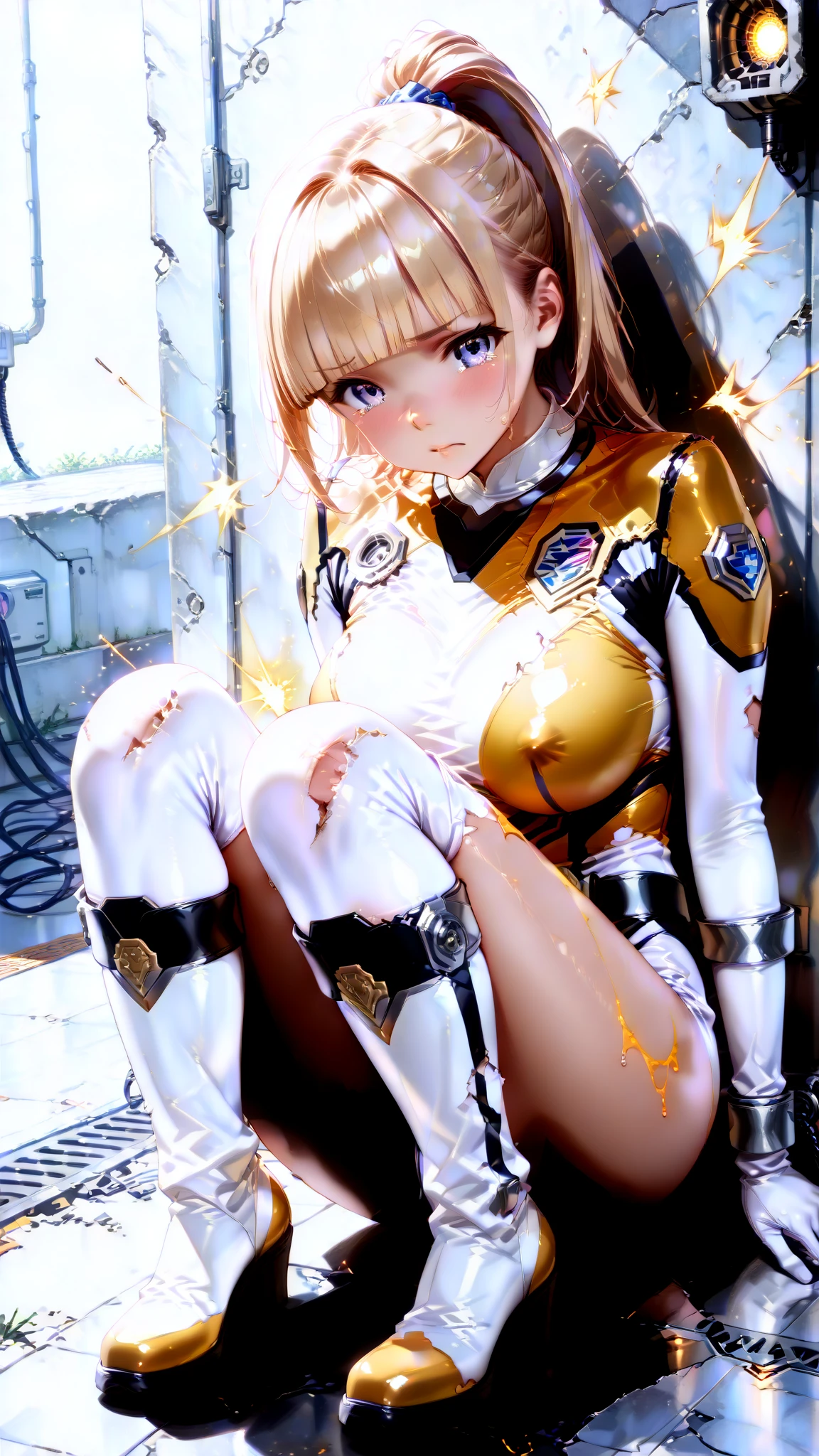 NSFW, 8k, High-level, absurd, masterpiece, best quality, primitive, very detailed CG, very detailed wallpaper, perfect lighting, Extremely detailed (((The personifying " C-3PO Star Wars " as a Little Girl))), MysticSight, Tyndall effect, Tyndall scattering, Studio gray background with (many Dazzling RainbowColor particles BokeH:1.28), (RoundlyButts, ThighGap), (Exposed:0.4), (Assfocus with looking ahead), BREAK (NOGIZAKA face variations) Extremely Detailed very KAWAII face variations, perfect anatomy, Childish, captivating gaze, elaborate detailed Eyes with (sparkling highlights:1.28), long eyelashes、Glossy RED Lips with beautiful details, Coquettish tongue, Rosy cheeks, Radiant PearlSkin with clear transparency . { (Dynamic LifeLike expressions:1.4) | :d) }, (large eyes:-1) .