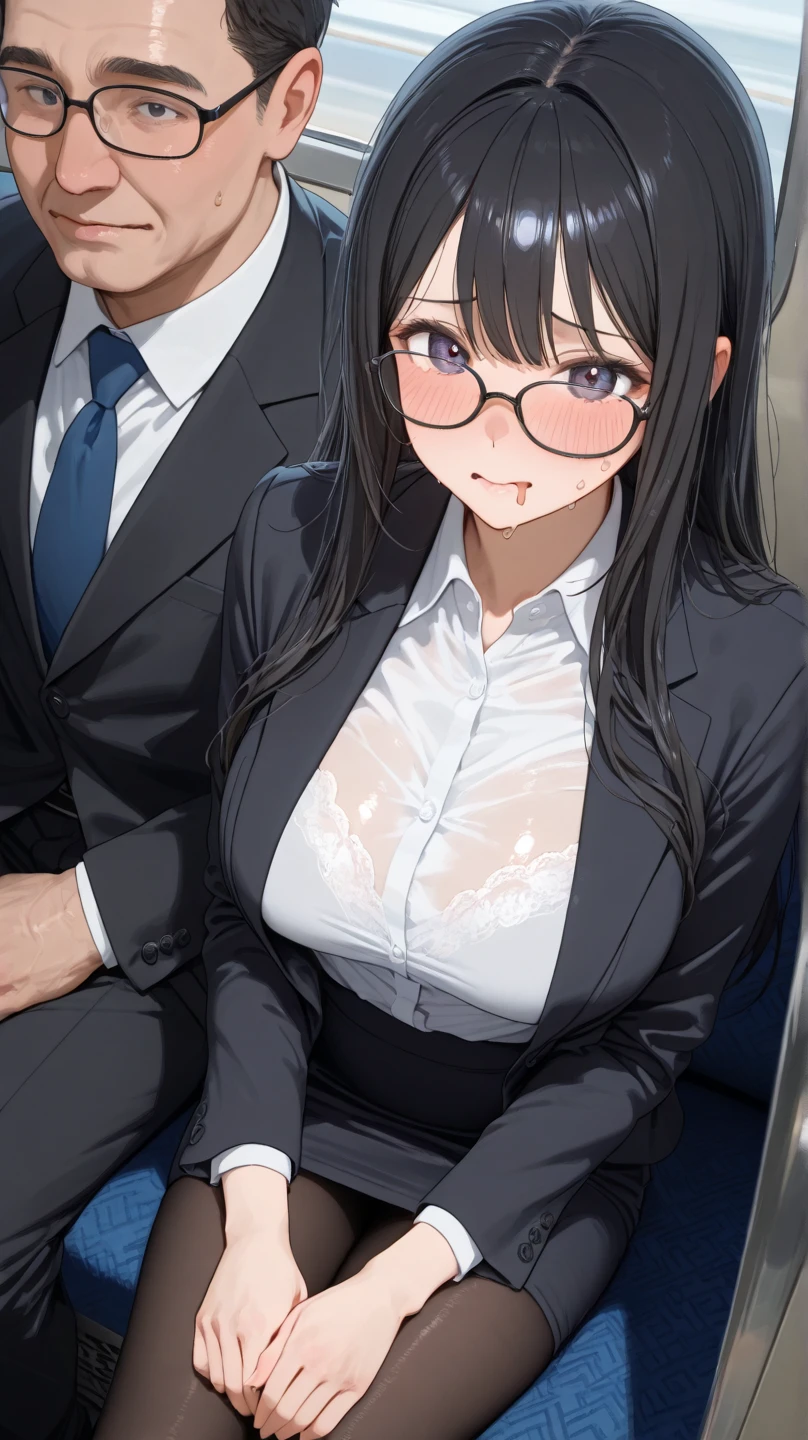 (unity 8k wallpape),(best quality),(high resolution),(ultra-detailed),(perfect anatomy),(beautiful detailed eyes),(4 men,1 woman),(women are bosses),(men surrounding women),(The woman is sitting on the floor),45 years old,disgust,black hair,mediumhair,whiteＹshirt,Navy blue tight mini skirt,black rimmed glasses,career woman,Four subordinate men,((The guys are裸:1.8)),The guys areＹshirtのみ着ている,Showing off his penis to a woman,semen dripping from penis,in the office at night,(I see men masturbating:1.8),