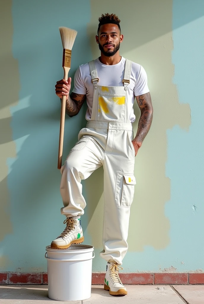 Fullbody standing picture of white skin Handsome muscular nude horny sexy gay man wearing skinny tight shiny yellow latex suspensory, shiny black Disconnected Pompadour oiled hair style, blue eyes, shiny varnished black shoes, black belt, red lip, chain, tattoos, horny, cum shot, sperm, milking penis, very big penis, very big testicle, shiny oiled skin, orgasm, oversexed, masturbation, standing at white lighting show room.