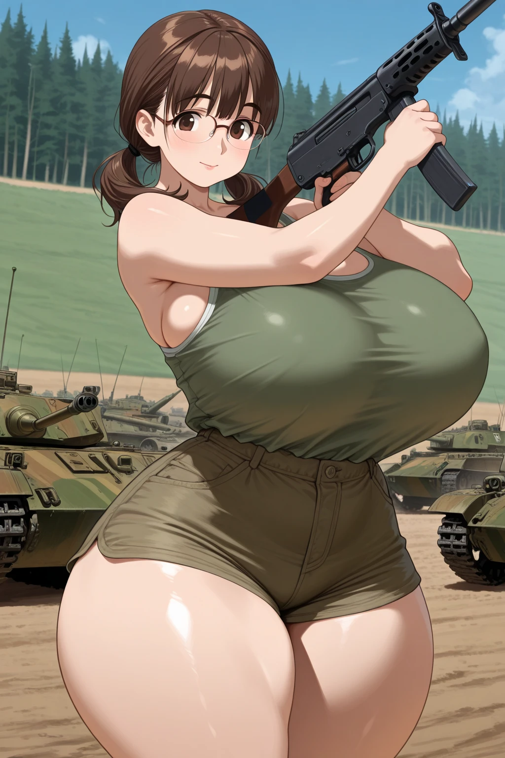 elegant,Full color high quality Super huge boobs A Japanese elite female army soldier with huge breasts is stripped naked and restrained and has sex. Big breasts with big nipples Sexy embarrassed expression Big super busty girl Erect nipples ピンク色のErect nipples Pussy exposure Photorealistic highest quality ,city,big breasts pubic hair Construction site Spread-legged pose on the bonnet of a car Scrap Tank headset