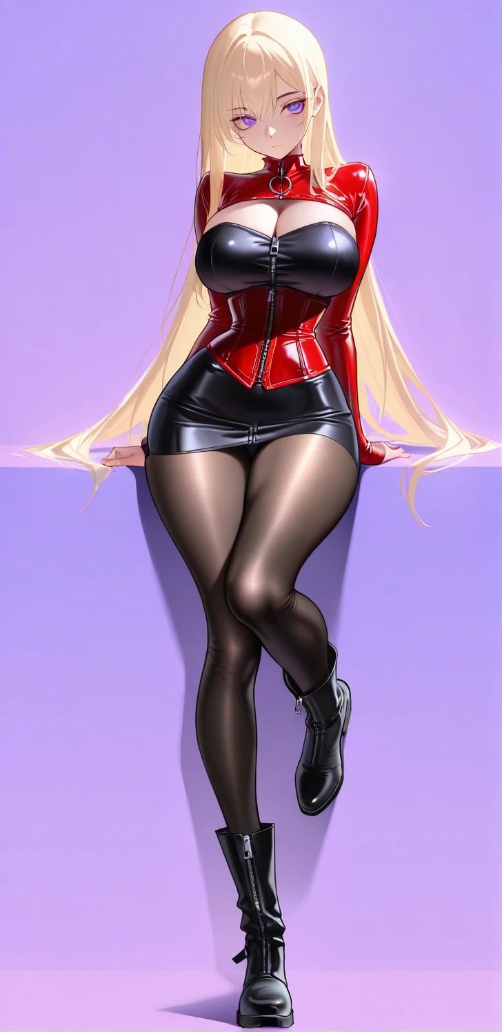 Ann takamaki. blonde hair, twin tails. blue eyes. large breasts. black lace lingerie. Stiletto heels. full growth. full body. sensual pose. solo. alone