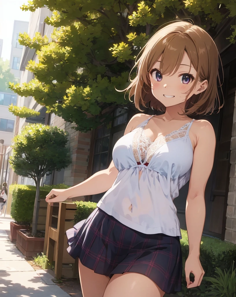 (nsfw), best picture quality, 8K, high quality, masterpiece:1.2), ((masterpiece)), (high detail, high quality, best picture quality), bokeh, DOF, cute round face, Portrait, (cute illustration:1.2), (perfectly balanced anatomy), (18years old) , (Young face:1.3), Sleeveless shirt, white lace panties 、(widely spread legs:1.1), extremely cute, sapphire kawashima embarrassed, A big smile, smiling, (Slender body:1.2)