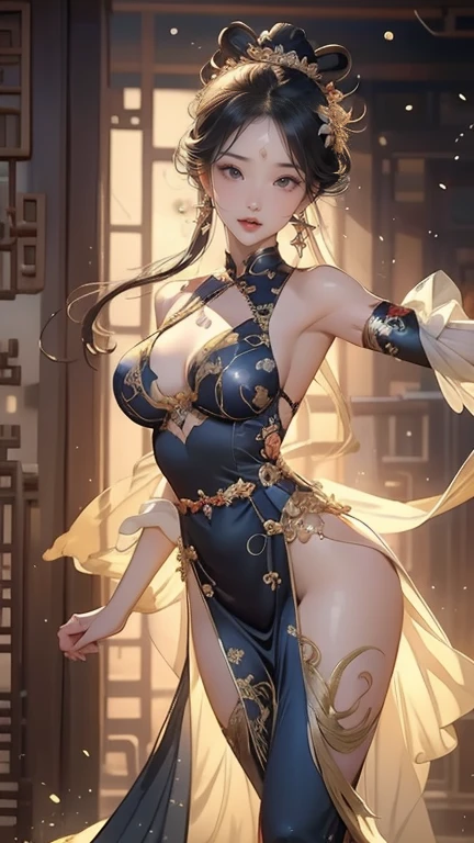 Camera showing part of the behind, breasts big, nsfw, transparentes, dotado, Night time, (((Wearing embroidered transparent clothes in ancient Chinese palace;gold lace))), hair blue, jewerly ,Elegant sitting posture,work of art,best qualityer,offcial art,extremely detaild, 3d, 4d cinema,8k,photorrealistic:1.4, ( ##colorful tattoo ##,colorful tattoo, ~+colorful tattoo:1.6),(Perfect female curves,sample neckline, bunda showing huge stacked chest),(a seductive gaze), facing the camera, pink lips,delicate fingers and hands,magic hour, rembrandt lighting, Front lighting and fill lighting, hard shadow, micro thong, POV ASS
