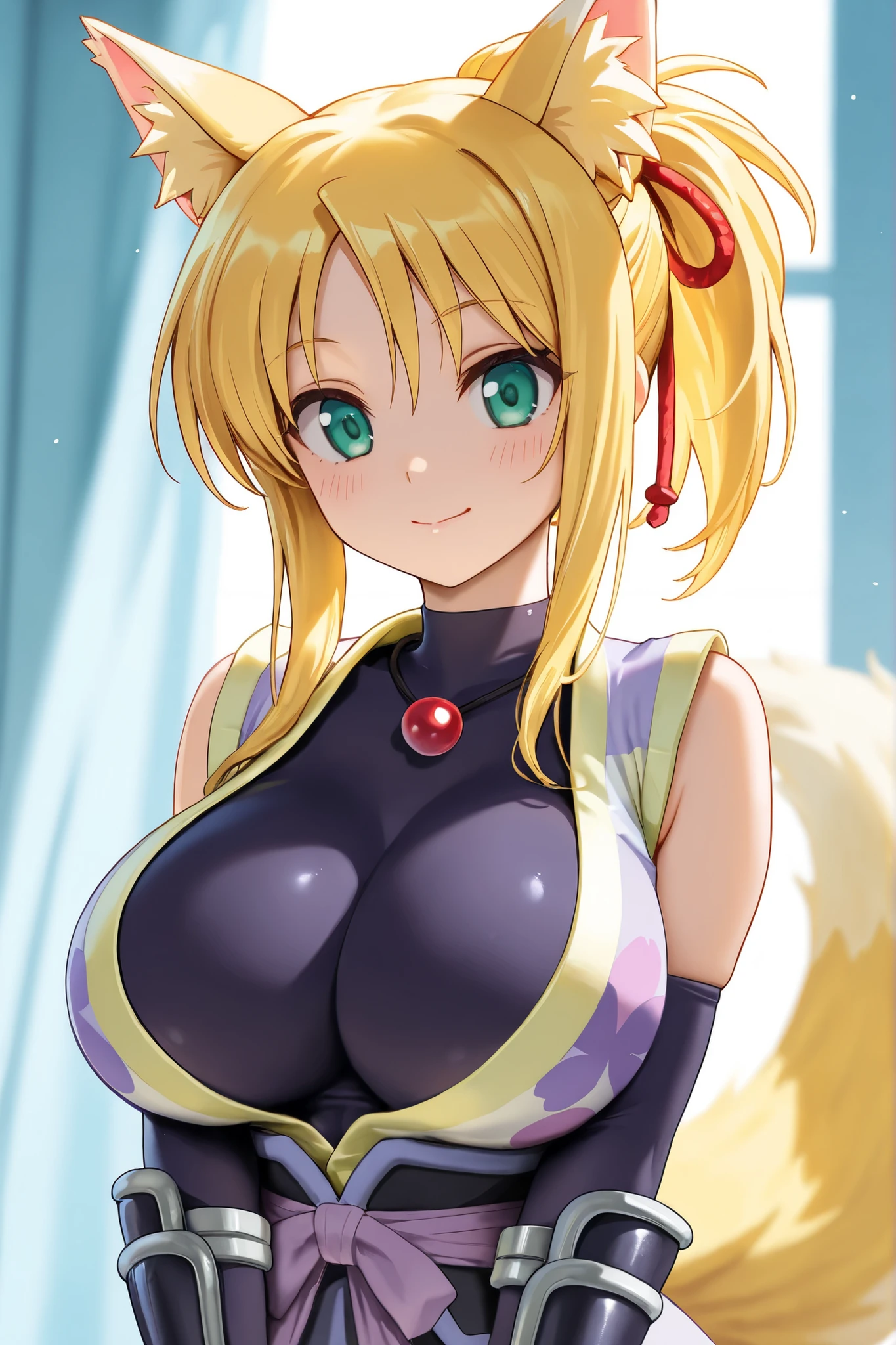 (masterpiece, best quality), best quality, (ultra-detailed), (3heads:1.5), 1girl, (yakumo ran:1.3), masterpiece, best quality, ultra quality, ultra resolution, blue top, crop top, ((stomach)), midriff, ((groin)), blue skirt, normal ears, shackles, blonde hair, very long hair, wavy hair, sidelocks, yellow eyes, detailed eyes, parted lips, open belly, sweat, cute, toned belly, hand on own chest, eyelashes, (25 year old woman:1.3), (masterpiece:1.5), (best quality:1.5), (beautiful detailed extremely detailed CG, extremely delicate and beautiful, depth of field, (finely detailed face), (perfect details:1.2), (mature female:1.3), wide pelvis, slender, large veiny breast, 16k resolution, highres, high quality, high definition, extremely detailed, masterpiece, blonde hair, long hair, alluring presence, braid, short skirt, close up, big tits, young, bob cut, fox ears, fox girl, fox tail, multiple tails, frilled hat, hat, (girl with three heads),