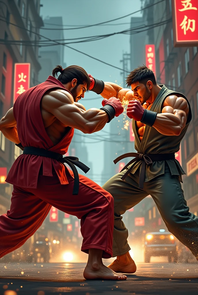 Generate ryu and chun li street fighter characters
