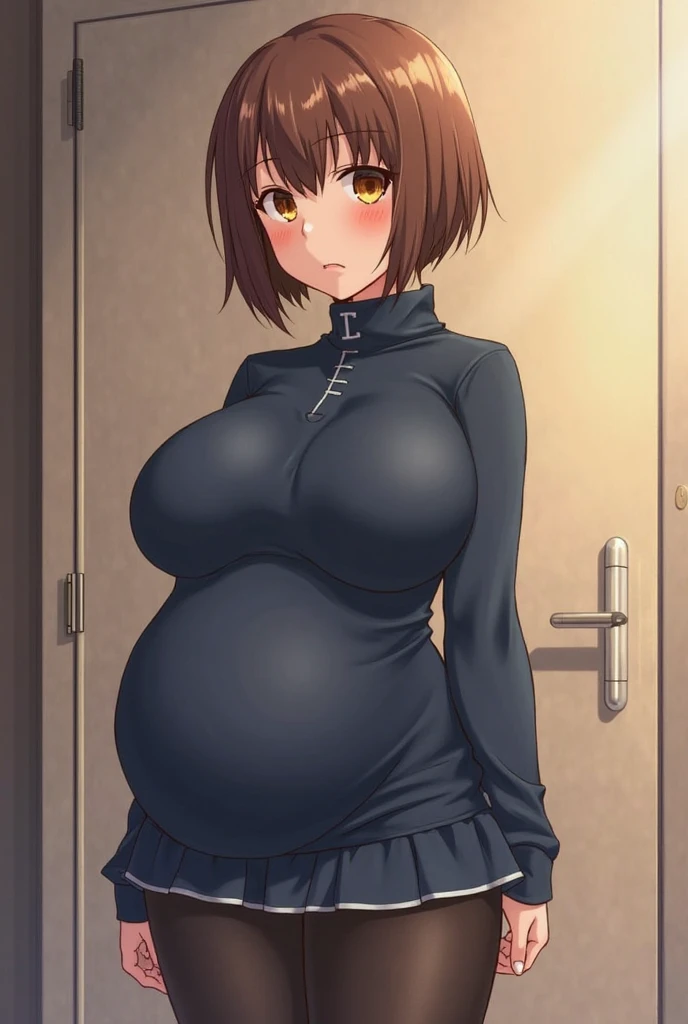 masterpiece, 16K, Japanese, 1 female ,60 years old ,(Maxi Dresses) ,(Big Breasts:1.5) ,Cleavage ,Chubby, Realistic, double eyelid, Textured skin, 1080P, Canon, 8K, Very detailed, Accurate, Highest quality、impatience、Sweat:1.5、blush、Embarrassed face、smile、Pregnant women、Dress nicely