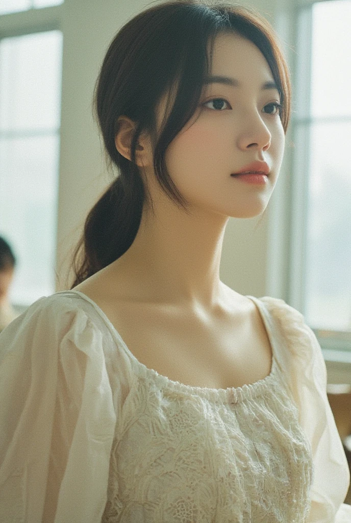 (masterpiece:1.2),(Highest quality),(Very detailed:1.2),(High resolution),(Photorealistic Stick),(RAW Photos),8k,Close-up of,Soft portrait photography,Beautiful Japanese Woman,Gorgeous face portrait,Eye light,Girl of the person himself,Very beautiful face,Beautiful portrait,A lovely and delicate face,Beautiful young Japanese woman,Mature hairstyle,Look here(Sunset in the background),(((Blur the background))),(Gentle light:1.5),(Over my shoulder),(pov shot)
