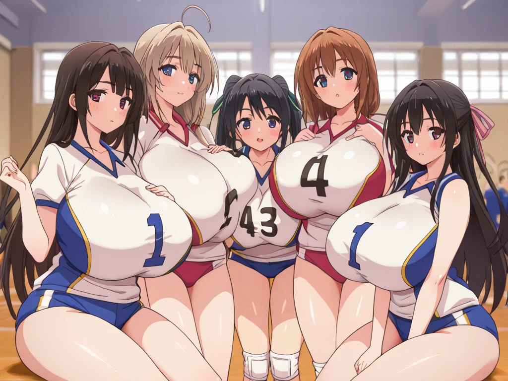 ((NSFW:1.3)),(Textured skin, Anatomically correct, Super Detail, high details, High quality, hight resolution, Best Quality, 1080p,4K),(One-person viewpoint, looking at viewer, subjective:1.4),
(Multiple girls in school gym storeroom),(women's school gym storeroom:1.3)
((Multiple girls, 10+girl with, Group photo of the girls, Group photo of the girls:1.5))
(Girls of different ages:1.5),(busts of all sizes:1.5),(women with various sporty hairstyles:1.5),
(inviting you to have sex),
((line up leaning forward:2)),(leaning forward:1.3), (hands on knees:1.3)
(from directly below, from below:2),(looking down:2)
(volleyball wear:1.5),
nsfw,(enraptured face:1.4),(naughty expression:1.2),(orgasm smile:1.5),seductive smile, excited smile,
(blush, face blush, blushing:1.3),
(saliva, saliva trail, drooling:1.3),(heavy breathing, steam:1.3)
(Large quantities of sperm:1.5),((facial:1.5)), (sperm covered face:1.8),(cum on breast:1.3),(cum on hair:1.3),