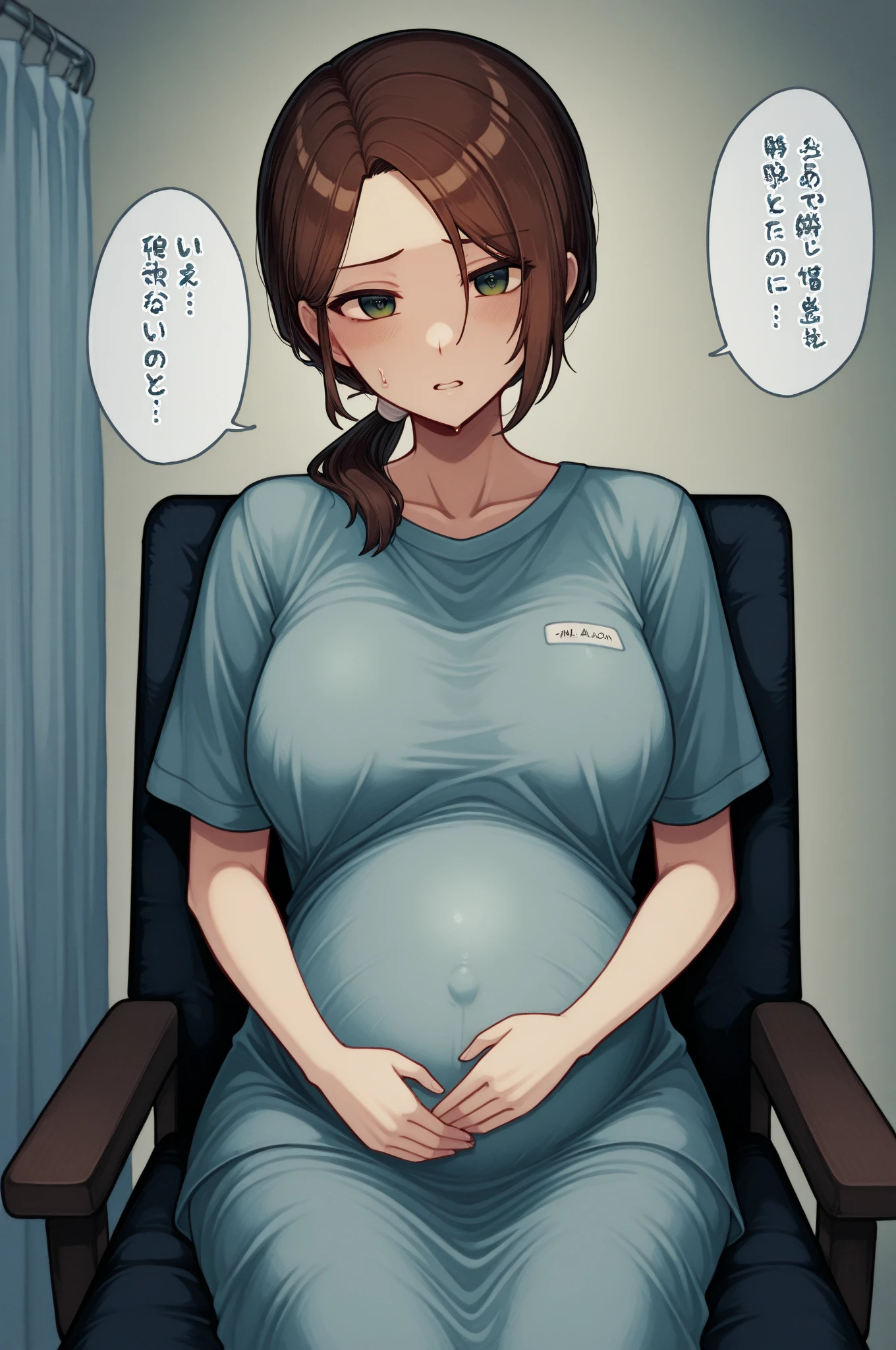 pregnant with many girls, Have cat ears,Pregnant, childbirth, work, Handcuffed hands、A belly so huge that it can&#39;t exist in reality、Belly on the verge of bursting、wearing a collar、on the bed、Looks very painful、small face、Giant belly、Big belly、、masterpiece、I put my hand on my chest、embarrassed look、Are fat、Wearing a wet uniform、exposed