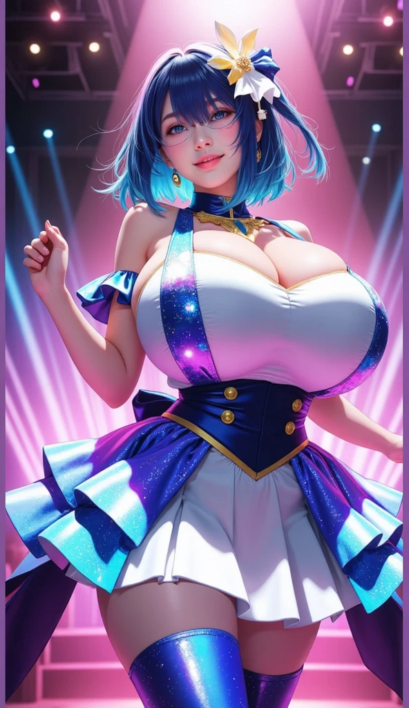 (The right hand is an idol peace sign、Grab your chest with your left hand,Breast Lift:1.5)Woman licking nipples2people、Nipples6cm、Light blue hair mom、Inclusive、Squat down and spread your crotch、Pussy is in full view、Nipplesめっちゃ長い、Sticking out tongue、