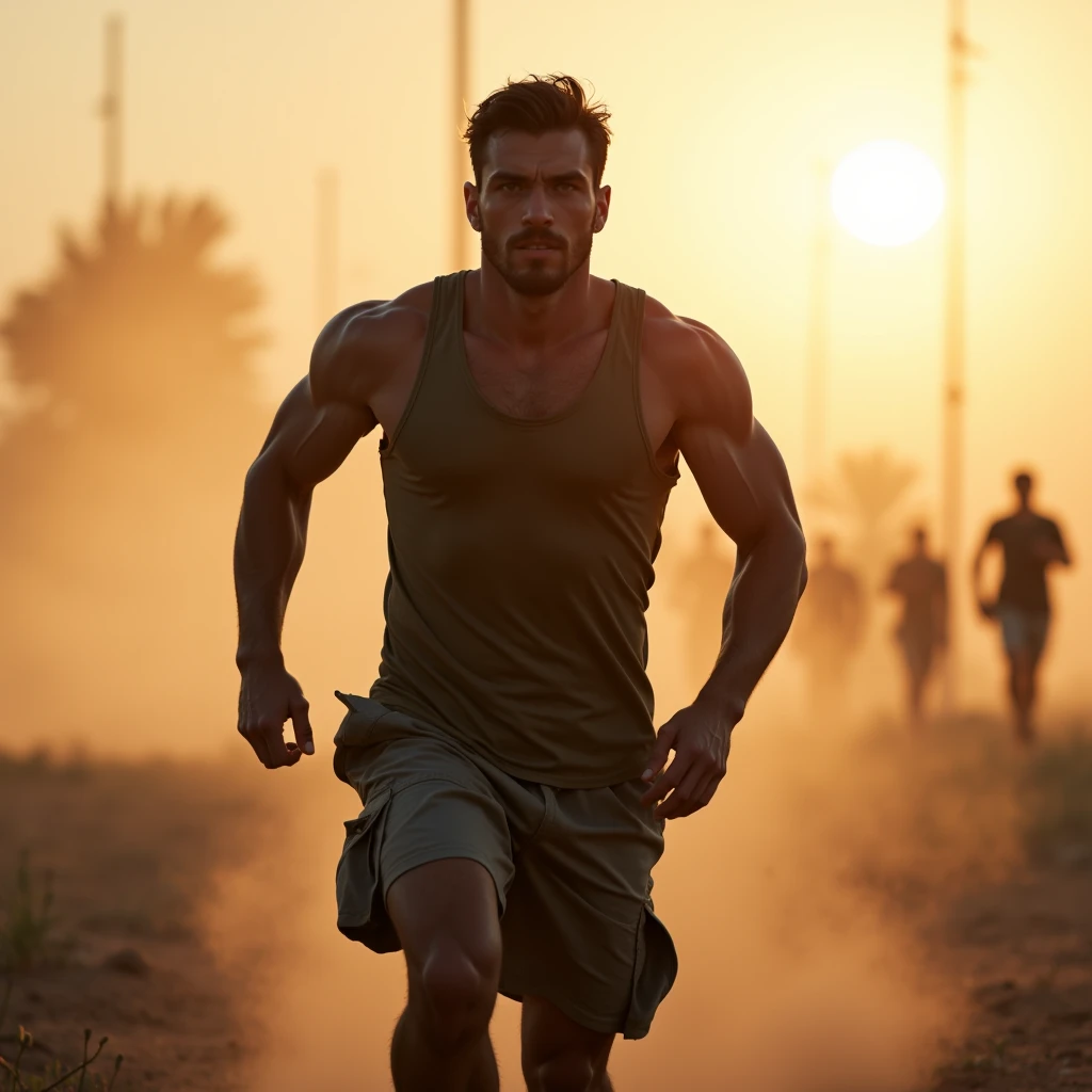 a muscular man with curly hair and blue eyes, one playing american football, realistic high quality image, cinematic lighting, hyper detailed, intricate details, octane render, 4k, photorealistic, sharp focus, unreal engine, dynamic pose, action scene, heroic, powerful, intense, dramatic