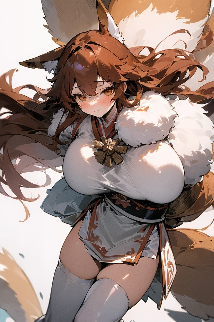Wolf girl's lange brown hair big huge massive largest breasts 