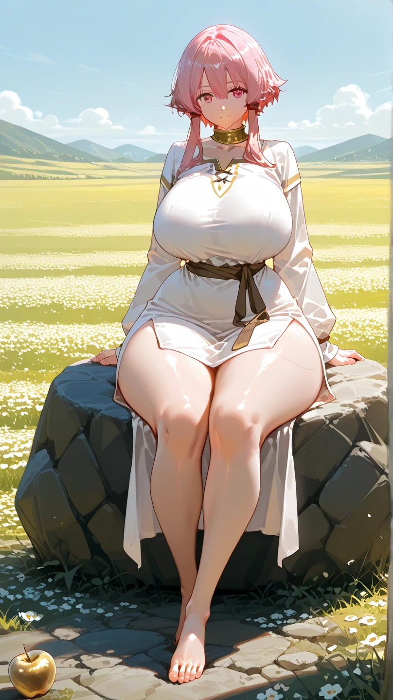 Dark color depiction、(masterpiece, highest quality:1.2), alone, One girl, umpd gold ship, pillbox hat,White Dress,No sleeve, White Pantyhose, White gloves、boots, Horse tail,、grassland、Nature、blush、Close your eyes and scream、Sweat、summer、Leg spread、Spread your legs、sit、(Huge breasts:1.4)、Bra is see-through、Clothes are see-through、Pantyhose bite、See-through pantyhose、See-through pussy、Overflowing large amount of love juice、A large amount of thick 、Masturbation、masturbation behavior、Put your finger in your pussy