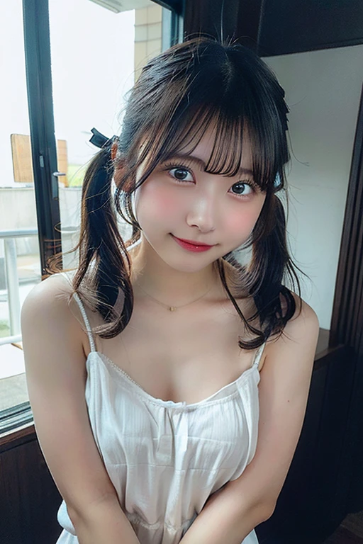 A masterpie、best qualiy, 1girls, (Skindentation), {{Too big!!}}, (jour), well lit, blured background, (Street:0.6), (ten mens, crowd:1), (Braided bangs, Wavy Hair:1.5), (see-through shirts:1.8), (Camisole:1.8),gorgeou, (Floating hair:1.2), (dinamic pose:1.8), Soft lighting,
