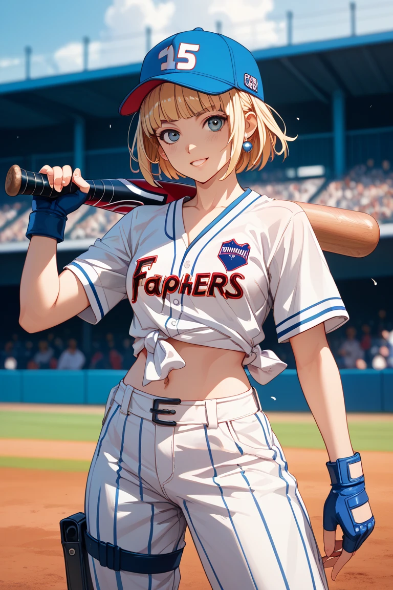 Browsing Caution,(Petite),(Cute man's daughter),((Groin bulge)),Baseball uniforms,blonde low twintails,See-through