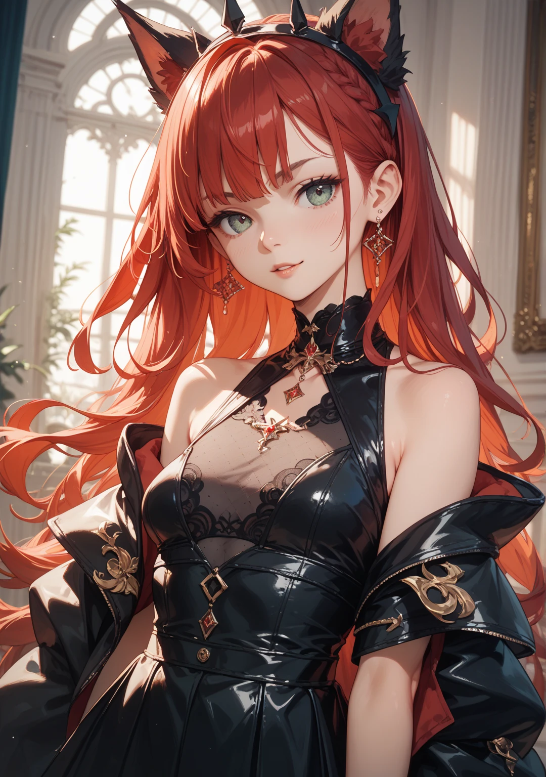 red long hair, sunshine, masterpiece work, best quality, high resolution;,Improved detail，best quality，Perfect image quality，beautiful and sexy, first person view, small spots under the eyes , pretty, 큰 chest, 8K, ,chest 크게, pure white skin, chest, a lovely smile, Beloved, excitement, beautiful, My heart is pounding,  red hair, glamour, tempting, , girl friend, frivolity, Women's pubic hair, Female genitalia, naked, indoor room, body fluids, glamour, 큰 chest, both eyes covered, snood, Black underwear, chair에 묶인, chair, 강아지snood, Gray-eyed pupils