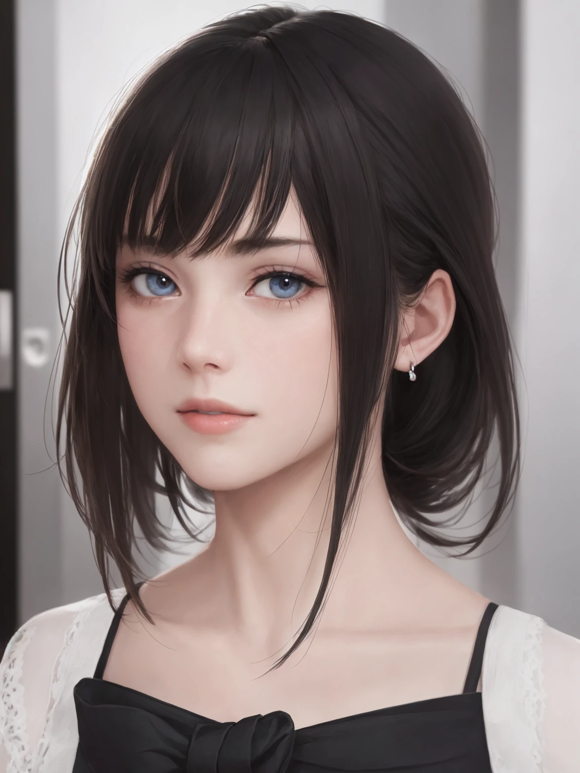 (masterpiece:1.3), (8k, photorealistic, RAW photo, best quality: 1.4), (1girl), beautiful face, (realistic face), (black hair, short hair:1.3), Nice hairstyle，Realistic Eyes，Nice detail eyes，（Realistic Skin），Beautiful Skin，（Lingerie），Ridiculous，attractive，Ultra high Resolution，an ultra realistic，RAWExtremely detailed，golden proportions，全身写真