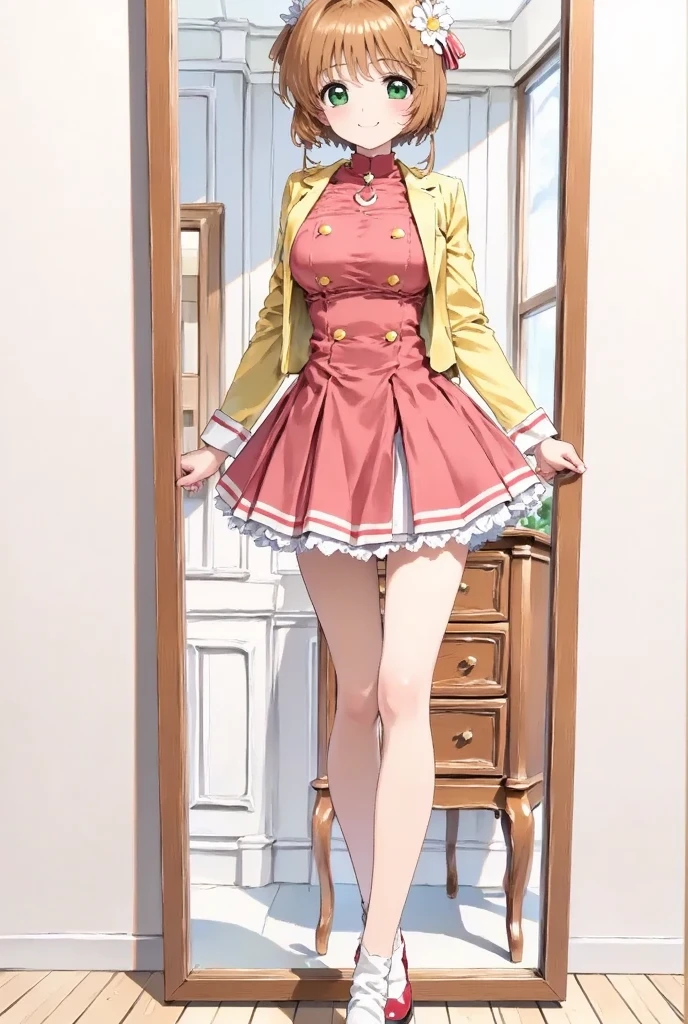 Dark pink uniform in the style of Anna Millers, cute girl clerk, A slightly shy smile for customer service, leaning down, Bustier-style dark pink dress that doesn't cover the breasts, Soft breasts around C cup, pink fluttering miniskirt, and draw the full body, unwear, Taking off clothes, She stands on one leg and takes off her panties down to her thighs., Interior of a large Western-style coffee shop, Her uniform is a little disheveled and her breasts are exposed., Draw nipples,Her skirt is a little disarray and her crotch is visible.,draw the crevice between the legs, Drops are dripping from my crotch, slightly dampening my thighs.