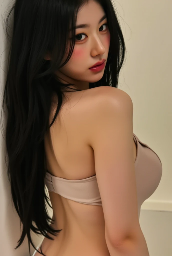 s girl,dances,Wearing a black tie, Black lace-up underwear,being thin,small,Smooth skin, Bare legged,The barefoot, full body , In the room,White screens,photo of slim girl, prette,Delicate facial features,high high quality,Sit on your knees在床上,Sit on your knees,Sit on your knees着,,Open your legs,Recline back,Look from the bottom up,