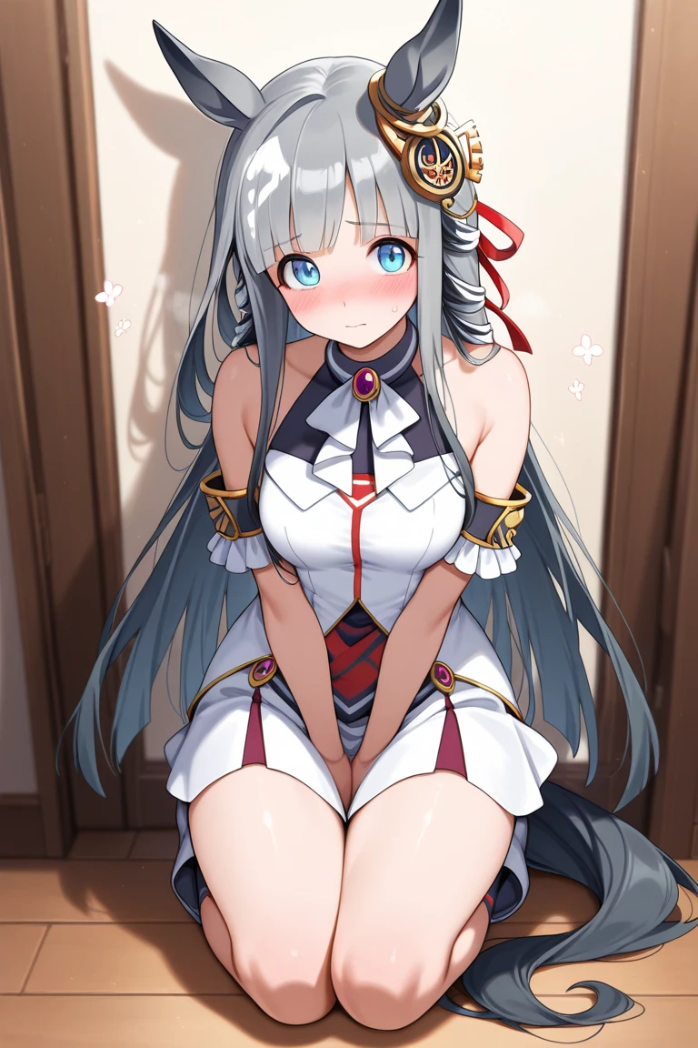 BDSM， twin_braided dollar， shackle， gaggage， gaggage， Pigtails， chains， maid nurse， spread_Legs， thighs, thighs， 1 girl，  arms  cuffs， solo， Underdressing、8K，best quality，T's masterpiece，Super high resolution，（reality：1.4），RAW photogr，T's masterpiece，best quality，Watch your audience，Upper body，adhesive tape、show off nipple、juices、masturbation, dildo、bottomless、show off 