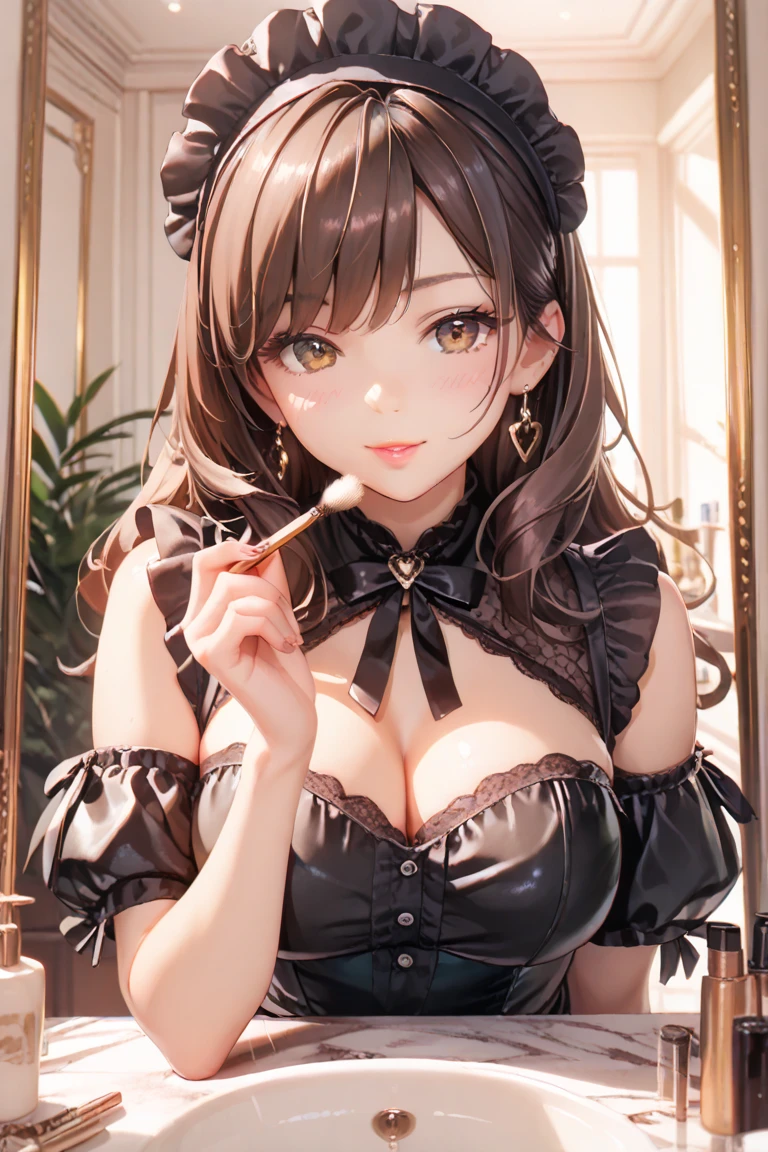 (Close-up shot, Highest quality:1.5, High resolution, Hmph, 4K, Detailed lighting, Bunny Suit, pantyhose, bow tie, Seductive pose, smile, (Sitting on table:1.3), (Casino Background:1.3), 0. Action：(Crossing your legs: 1.3), (Sitting:1.3), ①Quality：(One girl), (Highest quality:1.3), (masterpiece:1.3), (Super detailed:0.8), 8k, Highly detailed CG, Perfect hands:1.2), (Perfect Anatomy:1.2), ② Eyes：Sparkling Eyes, Fascinating目の反射, Sparkling eyes, 3) Depth and three-dimensionality of lighting：Bright light, Moody lighting, Natural light, Best lighting, ④Chest：(Huge breasts:1.1), (Beautiful breasts:1.1), , ⑤ Part: ⑥Body type：Slim figure, Torchlight. Beautiful feet. Beautiful Abs, Seven Heads, Tight waist, Small Head, ⑦ Skin:Detailed skin, ⑧ Expression：(blush:1.0), Detailed face, View your viewers, Break, Happy, See the face and feel, I love lots of milk, Waiting for a kiss 9th style: Sexy Body, animation, figure, Fascinating. ⑩Theme：(Kogane Tsukioka, (Brown eyes:1.5), ⑪Hair: Shiny Hair, Floating Hair, Brown Hair, (hair band:1.4), (ponytail:1.4), ⑬Composition：, (Upper Body:1.4), (From below,:1.7), (From the side:1.1), (Extremely close-up footage: 1.6), Very wide shot, Dutch Angle BREAK BREAK ⑭ Costume :Playboy Bunny,Bunny ears, black Bunny ears, fake Bunny ears, pantyhose, black pantyhose,bow tie, Wrist cuff, Black leotard, Earrings, BREAK ⑮Others：