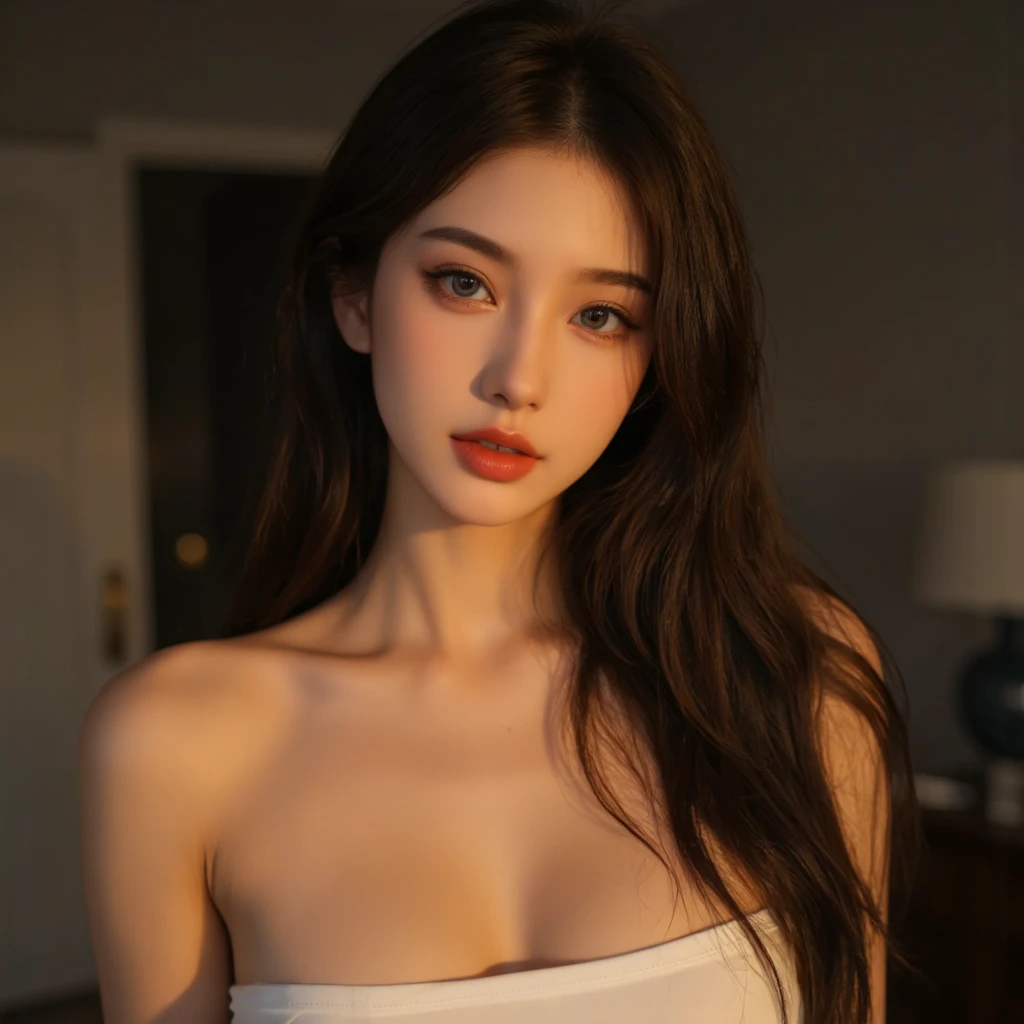 Photorealistic:1.4)、(masterpiece:1.3)、(highest quality:1.4)、One Girl、(Slender and beautiful girl)、(21-year-old girl wearing a sexy transparant bra:1.3)、(rounded Breast、cleavage , waist up pose , upper_body pose 、Extremely detailed、Realistic、Very detailed、whole body、Open black shirt、sexy、Lovely、whole body、damp, cleavage 