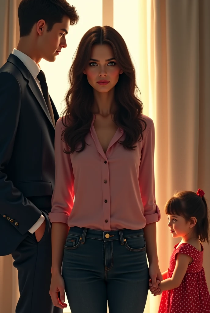 Very prosperous rich millionaire woman with children 3d 5k