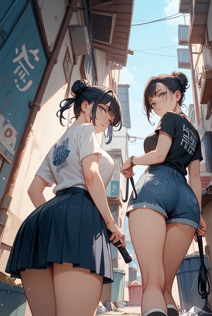 Best image quality、Two women having fun in a back alley at night、Sexy Costumes、20-year-old、obscene:1,2、transformation:1,2、Browsing Caution:1,2、Lesbian:1,2、Beautiful Full Body Esbian、Disheveled clothes、((Caressing each other intensely、Intense piston))、Ultra-sensual scenes、Anatomically correct、Girl 1:Curly Hair、Gray Hair、cute、maikurobiki、See-through police shirt、Tight black leather mini skirt、High heels、choker、Handcuffed and restrained、(sweating、Ahegao、I was frustrated and cried.:1.1)、 Big ample breasts、areola protruding,、Spread your legs、Bow-legged、suffering、desire、Difficulty breathing、sexual expression、((A large amount of murky fluid drips from the genitals))、Girl 2: Bad smile、Slender、Bright white shirt、The shirt is rolled up.、I can see your chest、Fluorescent Micro Bikini、Bloomerodern Fashion、High-top sneakers、futanari、後ろから抱き合うGirl 1
