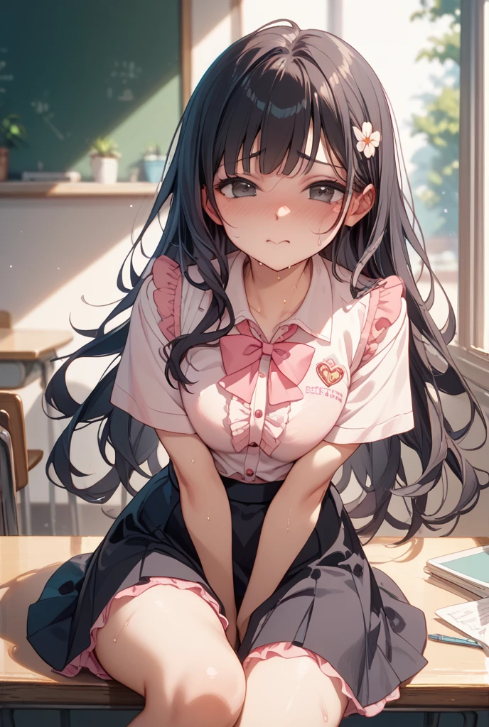 (Best quality, 8k, 32k, Masterpiece, UHD,:1.2),RAW, 1girl,ultra cute , natural lighting,transparent shining eyes, 20yo ,fair complexion, ((school uniform)), , long straight hair, (???????:0.8) ,(slut:0.8), (vulgarity:0.8), (fucked silly:0.8),(steam:0.8),(trembling:1.3)), nsfw