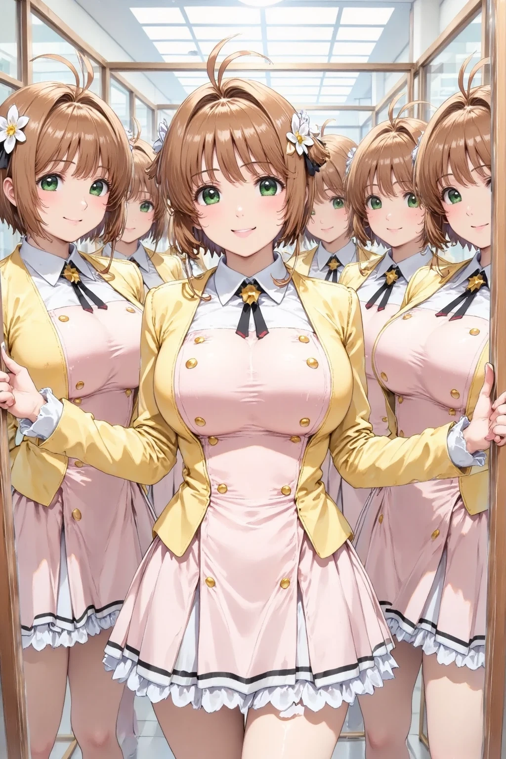 nsfw, (masterpiece), (photo realistic1.4), ultra high res, best quality, 8k,(cowboy shot,from the front),,BREAK solo, BREAK solo, 1girl, 24yo, an extremely beautiful girl, beautiful face, perfect face, cute symmetrical eyes, double eyelid, medium breasts, puffy_nipples, (perky breasts), narrow waist, (pubic dark green hair:1.5), bsp, pussy juice dripping, ((short hair, dark green hair)), no makeup, sweaty body, standing, BREAK (green sports bra), (open clothes), breasts, nipples, nipple slip, pussy, pussy slip, no panties,(embarrassed,smile), open mouths,((tongue out)),deep breathing, feel good,public indecency,look up away from viewer,(((multiple boys, peeing on a girl,multiple penises, gangbang))),((ecstasy torogao, saliva trail, nose blush,one eye closed,out tongue)),cleavage of the breast,happy,((smile:1.9),((cum on body:1.9)),((cum on face:1.9)),((cum on hair:1.9)),((cum on armpit:1.5),hands up,dressing room,