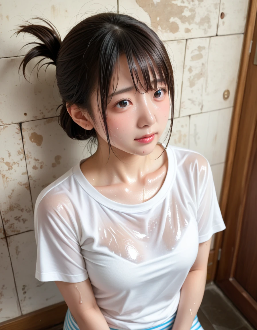 A girl in a Cotton Thin See Through White T Shirt, (Cotton Thin See Through White T Shirt:1,3, NSFW clothes are wet and transparent:1.2),18-years-old, 1 Innocent and Cute girl, Sitting on the floor, People in the background, Wrist cuff, Detachable collar, fishing net, Black shiny outfit, Tight bunny suit, Beautiful Face, Detailed lips,classy sexy shower room, (smile:1.3),1boy, penis, vaginal, pov crotch, from behind,masterpiece:1.3,looking down from below, masterpiece:1.3,looking down from below, masterpiece:1.3, high resolution, ultra detailed, extremely detailed CG unity 8k wallpaper, realistic, photo-realistic, RAW photo, beautiful detailed face, (beautiful skin:1.3, pale skin:1.3), realistic glistening skin, detailed hair texture, Perfect Style, Beautiful Face, accurate, Anatomically correct, Highly detailed face and skin texture, Detailed eyes, Brown eyes, Double eyelids, Thin eyebrows, dropped eyes, Eyeliner, Natural cheeks, Fair skin, shiny necklace and earrings, Glossy Thin lips, facial,cum on face ,cum, pov,,(facial:1.3,excessive cum:1.3,Massive ejaculation:1.3,A lot of sperm on the face:1.3,spunkmouth:1.3,A lot of sperm in mouth:1.3,cum on face:1.3,cum in mouth:1.3,)