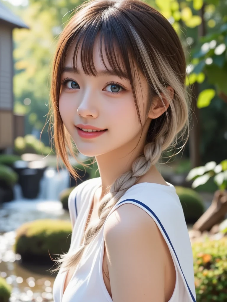 Best picture quality (8K, high resolution, Masterpiece: 1.2), super detailed, 215 Short Hair,Three braids long hair, 16-year-old woman,
situation: Silently gazing at the sparklers alone。
detailed:
angle: Close-up of a girl's profile gazing at a sparkler she is holding。
atmosphere: The sparks of the sparkler slowly fall,、Capture the girl's calm expression。
background: A dimly lit garden、The dim light of a lantern。
, random cute pose ,big eyes ,Puffy eyes , Heart Pupil, blush , huge shy smile , salute
