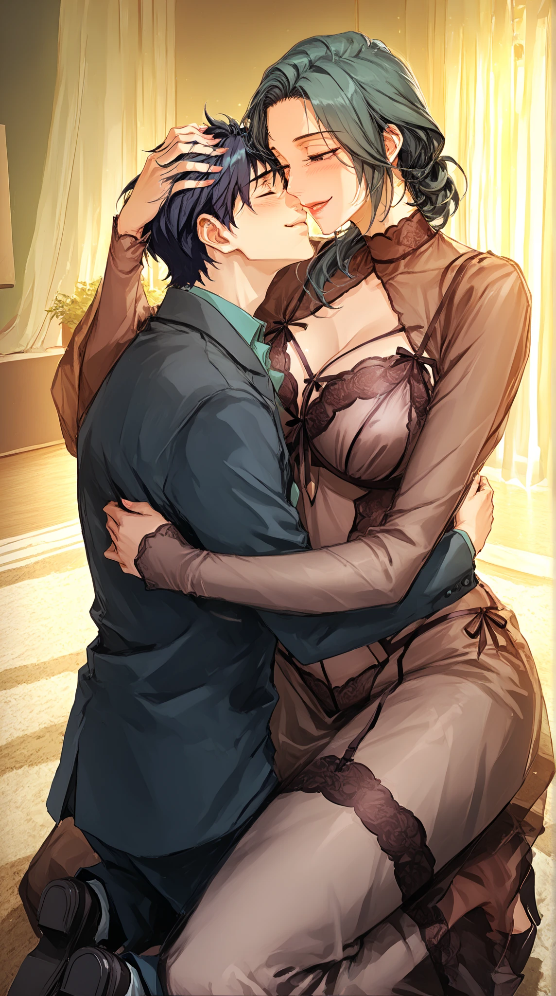 a father ( a he had been brainwashing by his secondson ,crossdressing , wife of his secondson, wear sexy lingerie,10 years ago.has marital life with his secondson ,)