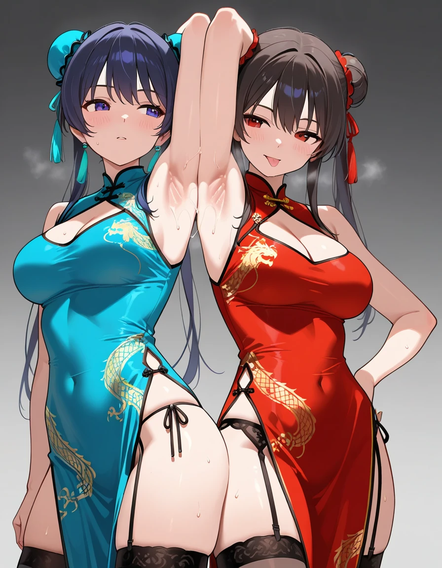 two girls, both busty, ambas son elegant china idol.