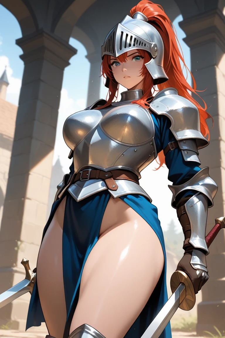 Masterpiece, best quality, full hd 8k, highly detailed, picture perfect, solo, 1 woman, mature, medium breasts, golden eyes, long red hair, mischievous look, pleasure smile, aeago, oppen mouth, tongue, sharp teeth, knight, squatting, legs apart , full body, micro bikini armor, nude armor, plush cape, excessive female pubic hair, hairy pussi, oppen pusy, pussy pressentig, female masturbation, fingering pussy penetrated, shoulder armor, shoulder pads, armor heel boots, sabaton, greave, poleyn, tasset, lame, bracers, gauntlet, couter, rerebrace, dor background, nfsw
