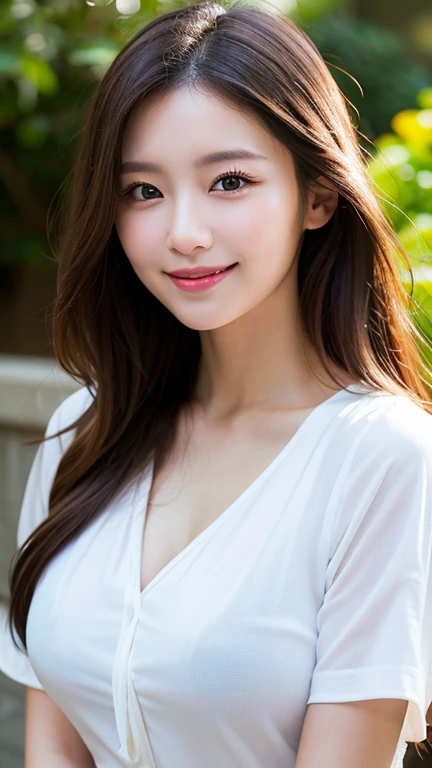 One Girl, (Elegant summer outfits:1.2), (Beautiful Japanese idol portrait photos),
(Simple background in light colors:1.3),
(RAW Photos, Highest quality), (Realistic, photo-Realistic:1.4), masterpiece, 8K Portrait,
Very delicate and beautiful, Very detailed, 2k wallpaper, wonderful, In detail, Very detailed CG unity 8k wallpaper,
Very detailed, High resolution,
Soft Light, Beautiful detailed girl, Very detailed eyes and face, Beautiful and sophisticated nose, Beautiful attention to detail,
Cinema Lighting, Perfect Anatomy,
Slender body, Small breasts, Medium Hair, Bokeh, Dynamic Angle, (Elegant and sophisticated atmosphere), smile