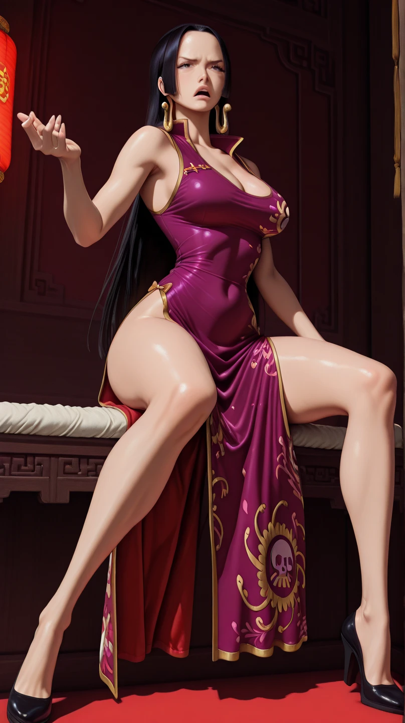 A mature juicy MILF BIMBO STANDING SYMMETRICAL pose on 2 legs foot focus anklets on knees, BAREFOOTED toes clenched foot soles, 1个Giant Breast Girl, The beautiful, perfect litthing, musculous, upper legs, a matural female, A MILF, navel, abs six packed strong, looking at the viewer, goddess, lustful smirking smile face red blushed, The chest is unusually large, maternal love, porcelain skin, very long hair, curlies, glossy skin, both hands behind head, shaved armpits