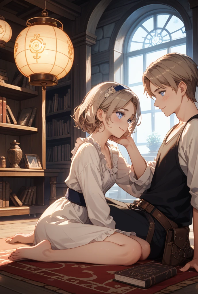 score_9, score_8_up, score_7_up, 1girl, A satisfied smile, 1boy, athletic body, highest pleasure, braid, magestic, library, grabbing, excellent, hard fucking on the table, vaginally penetrated, experience,  