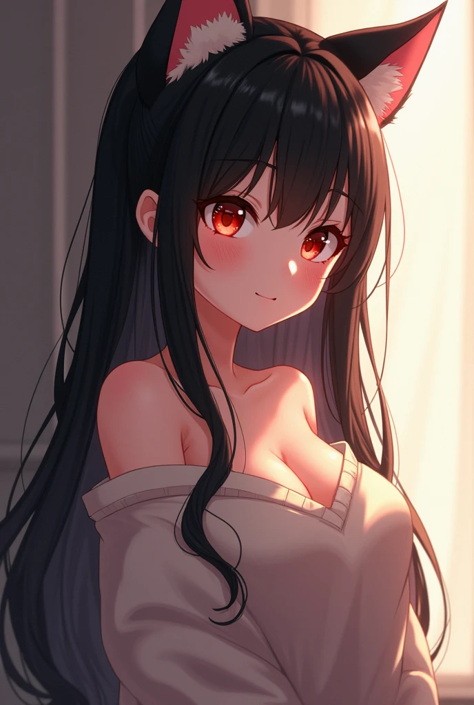 (obra maestra,Super detail,en 8K,best composentarseion,changing edge lighting,photorealsentarseic,dynamic shooting:1.5),Vista desde el frente,solo,(junkotvv, pelo negro largo con flequillo orejas de gato, ojos rojos),hermosos ojos detallados,looking to the camera,shy,rubor,Cara sonrojada,brillo pegajoso,super detailed sticky wet skin,grande ,escote,sentarse,(separar las piernas,levantar una pierna,ocultar la cara con un brazo,cover the body with a bath towel,Breast protrusion:1.7),fantastic night sky,in a wild outdoor rock bath,vagamente iluminado por luces de linterna,(Lleno de vapor,light particles:1.5), profundidad de campos