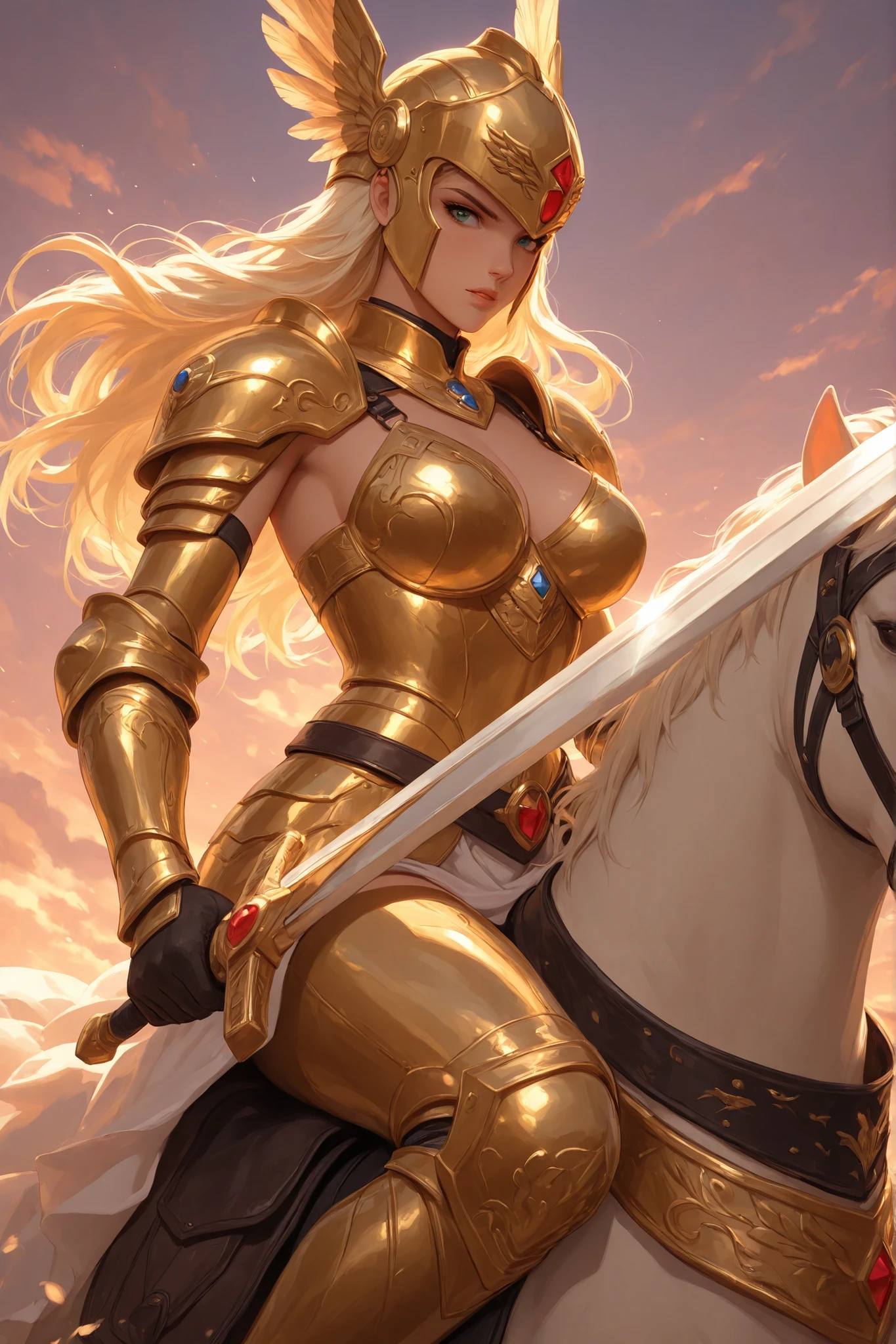 (masterpiece, Highest quality:1.2), One person, One personで, Centaurs in Greek mythology, Absurd imaginary creatures, A seamless blend of holy knight and aesthetic white horse, Terrifyingly beautiful eyes, Sharp Holy Spear, Fine-grained, Spray Work, Professional quality, Soft Focus, Ultra HD, Highest Resolution, ARW