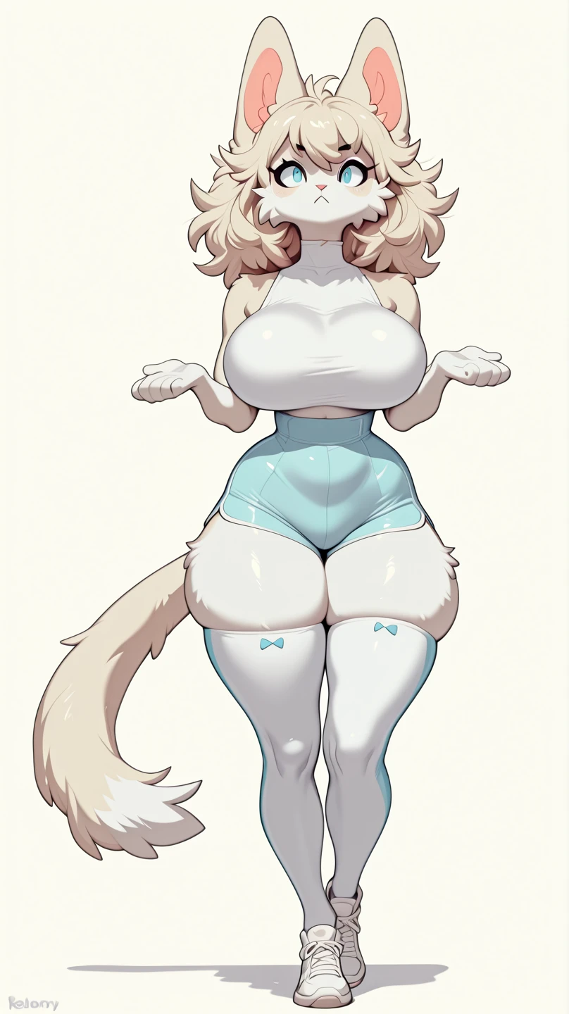 1girl, animal ears, bangs, blush, breasts, covered nipples, eyebrows visible through hair, fake animal ears, grey background, heart pasties, large breasts, looking at viewer, meme attire, pasties, rabbit ears, rabbit tail, reverse bunnysuit, reverse outfit, shrug \(clothing\), smile, solo, tail, <lora:sxz-ashley-graham:0.7>, ashley graham, blonde hair, <lora:rizdraws_artstyle_v2:1>